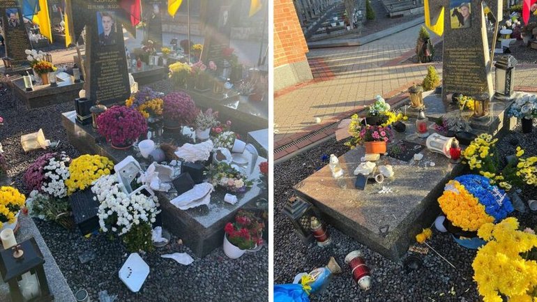 Вандали пошкодили могили захисників на Личаківському кладовищі у Львові