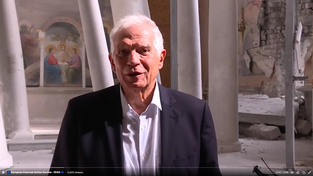 Голова диломатії ЄС Жозеп Боррель записав відео із зруйнованого храму в Одесі